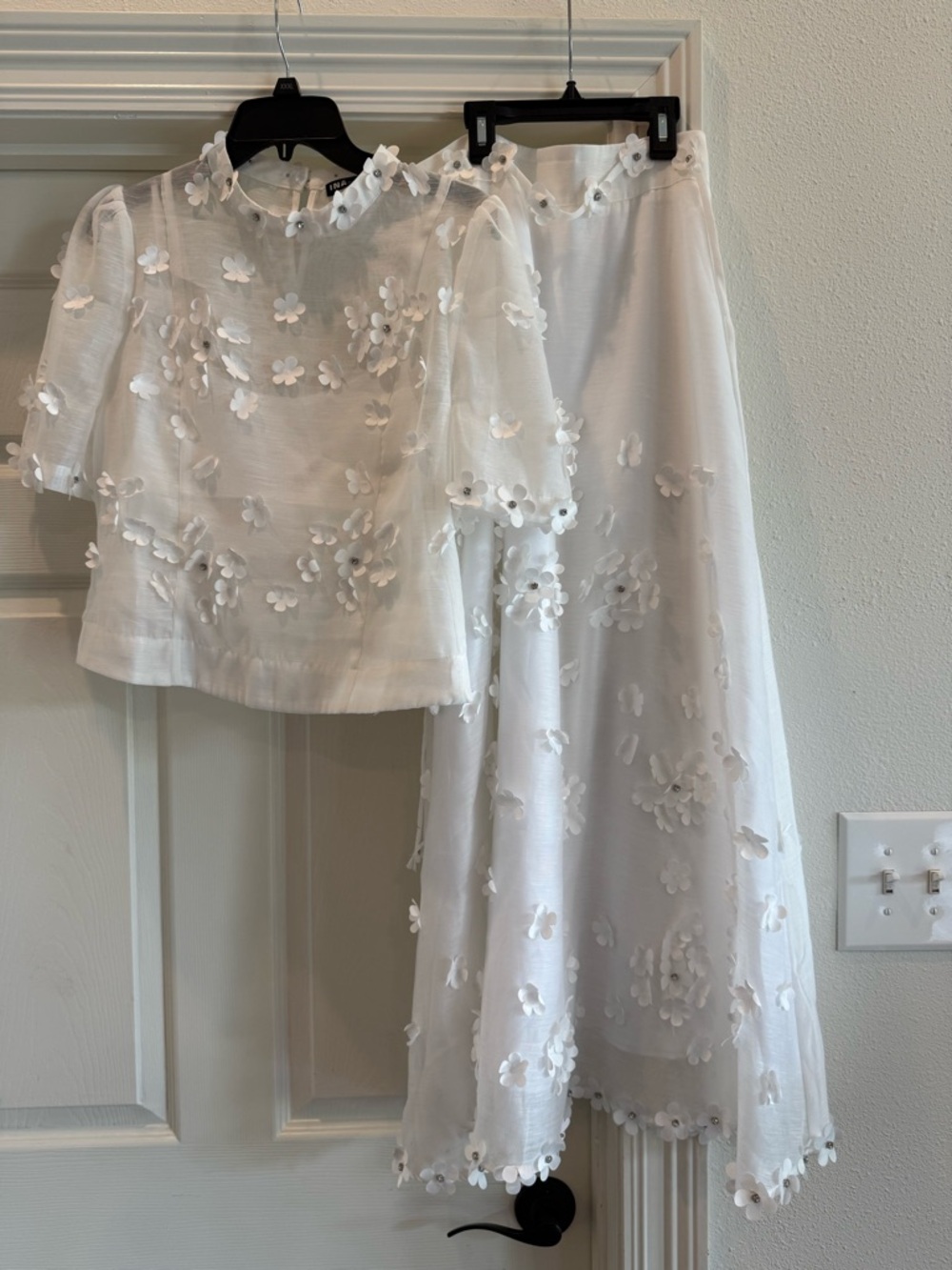 Ina White Floral Appliqué Maxi Dress Set